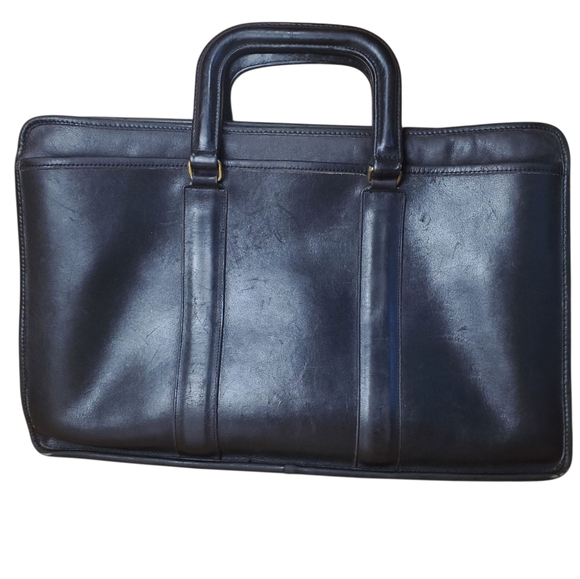Vntg Coach Black Leather Briefcase. Made in USA. - Picture 1 of 16
